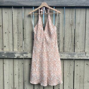 Amanda Uprichard Pink Floral Halter Mini Dress